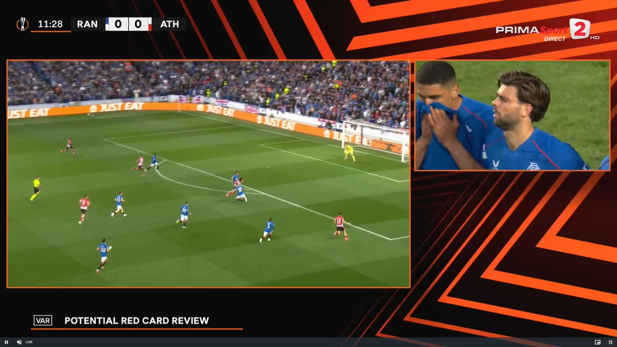 Faza la care Istvan Kovacs a dat cartonaș roșu în Rangers - Athletic Bilbao