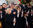 Răzvan Lucescu, Neli Lucescu, Ana-Maria Lucescu la slujba Înmormântării pentru Mircea Lucescu. Foto: Basilica.ro / Mircea Florescu
