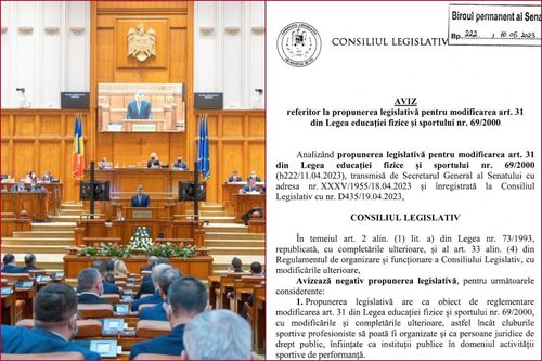 Astăzi, Consiliul Legislativ a emis un aviz negativ pentru inițiativa lui Vasile Dîncu de modificare a Legii Sportului, prin care CSA Steaua și celelalte cluburi de drept privat ar putea să evolueze în Liga 1.