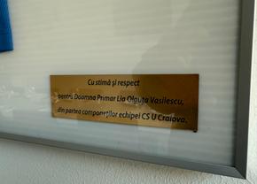 Cum arată loja pe care primarul Lia Olguța Vasilescu o are la stadionul din Craiova! Ce a agățat pe pereți