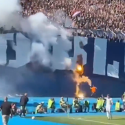 Fanii lui Hajduk au incendiat bannerul galeriei Dinamo Zagreb // Capturi FOTO: X
