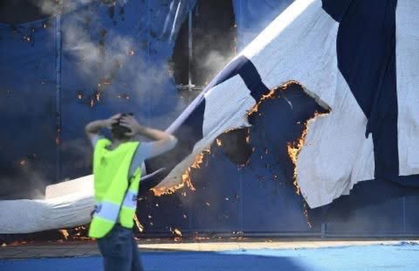 Au ars bannerul rivalilor cu telecomanda! » Scene incredibile la marele derby: ultrașii au provocat haos în tribune