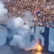 Fanii lui Hajduk au incendiat bannerul galeriei Dinamo Zagreb // Capturi FOTO: X
