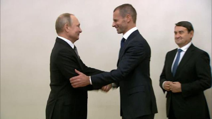 Ceferin, șeful UEFA, și Putin, președintele Rusiei UEFA, #Șmecherie!
