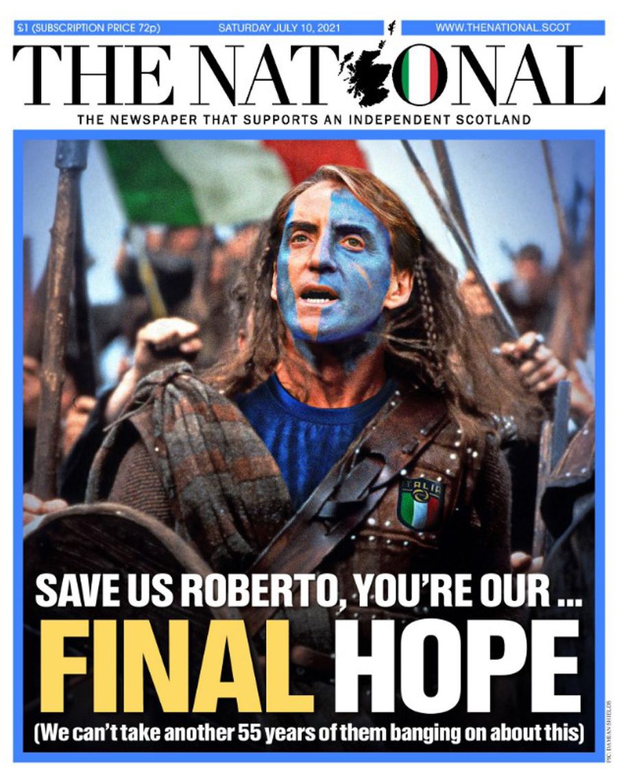 „«Braveheart» Mancini, ești ultima noastră speranță!” » Prima pagină din Marea Britanie care i-a scandalizat pe englezi, înaintea finalei Euro 2020
