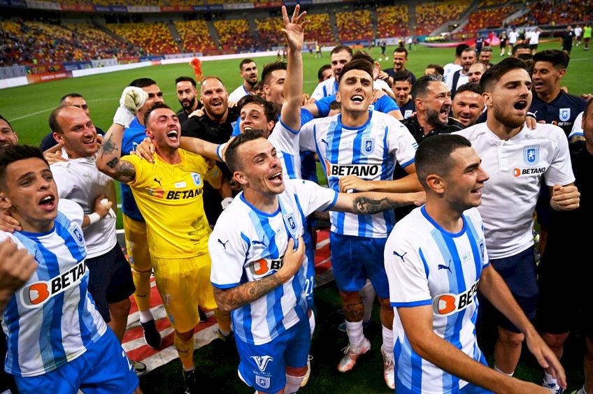 Jucătorii Universității Craiova, euforici după Supercupa României