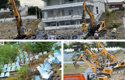 Au intrat buldozerele pe stadionul din Constanța! Imagini spectaculoase surprinse de reporterii GSP + cum va arăta noua arenă