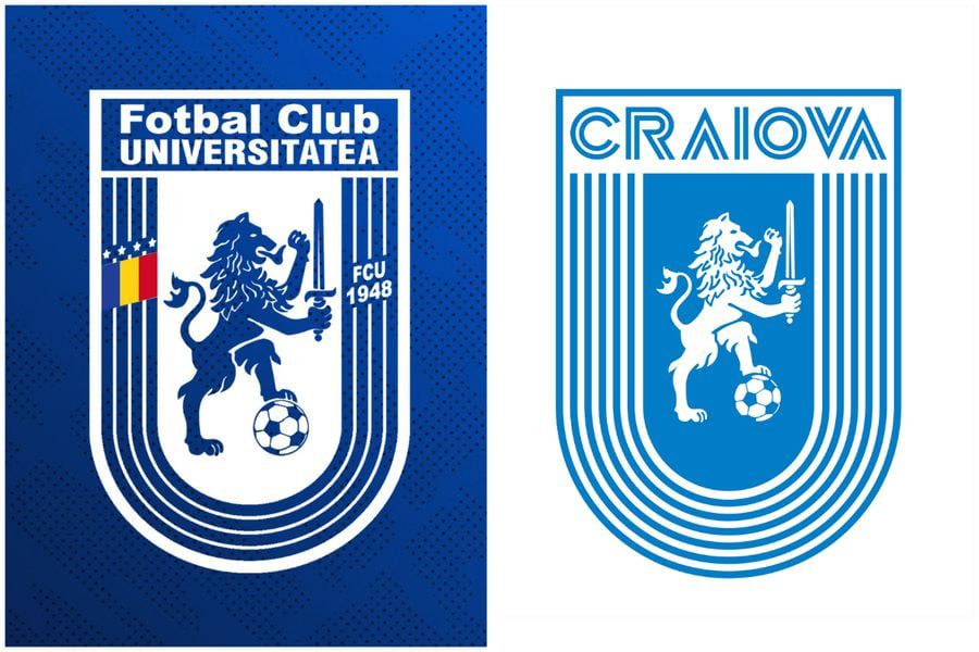 În stânga, sigla lui FCU Craiova. În dreapta, sigla CS Universitatății Craiova Sigla FCU Craiova, răsturnată la recurs » Adrian Mititelu exultă, după decizia de azi de la Curtea de Apel: „Începutul dreptății” » Ce înseamnă hotărârea în războiul cu Rotaru
