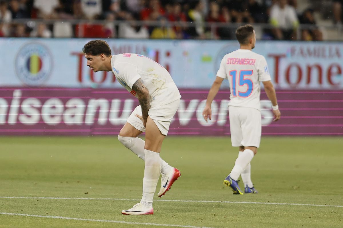 David Miculescu, accidentat în FCSB - Inter d'Escaldes // foto: Cristi Preda (GSP)