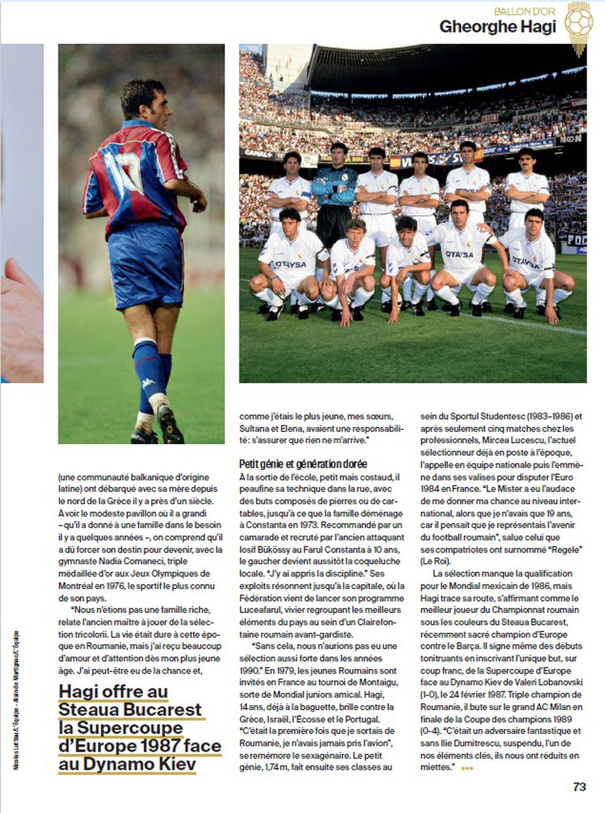 Gică Hagi, reportaj de șapte pagini în revista France Football