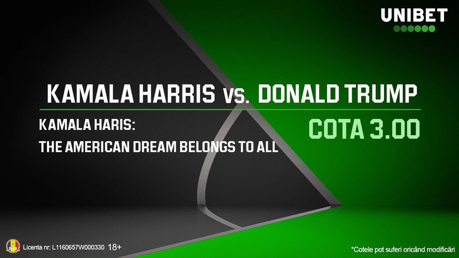 La Unibet poți paria pe dezbaterea televizată Donald Trump vs. Kamala Harris