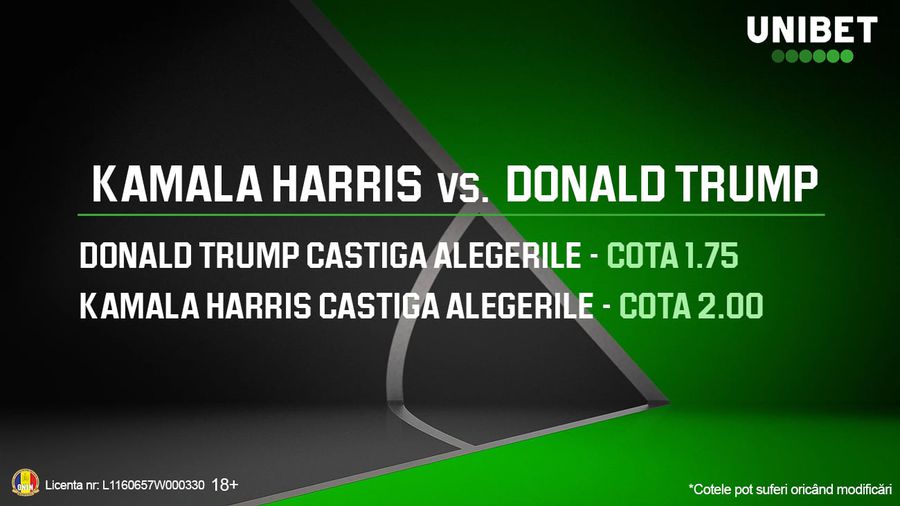 La Unibet poți paria pe dezbaterea televizată Donald Trump vs. Kamala Harris