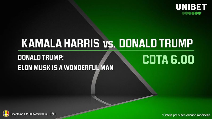 La Unibet poți paria pe dezbaterea televizată Donald Trump vs. Kamala Harris