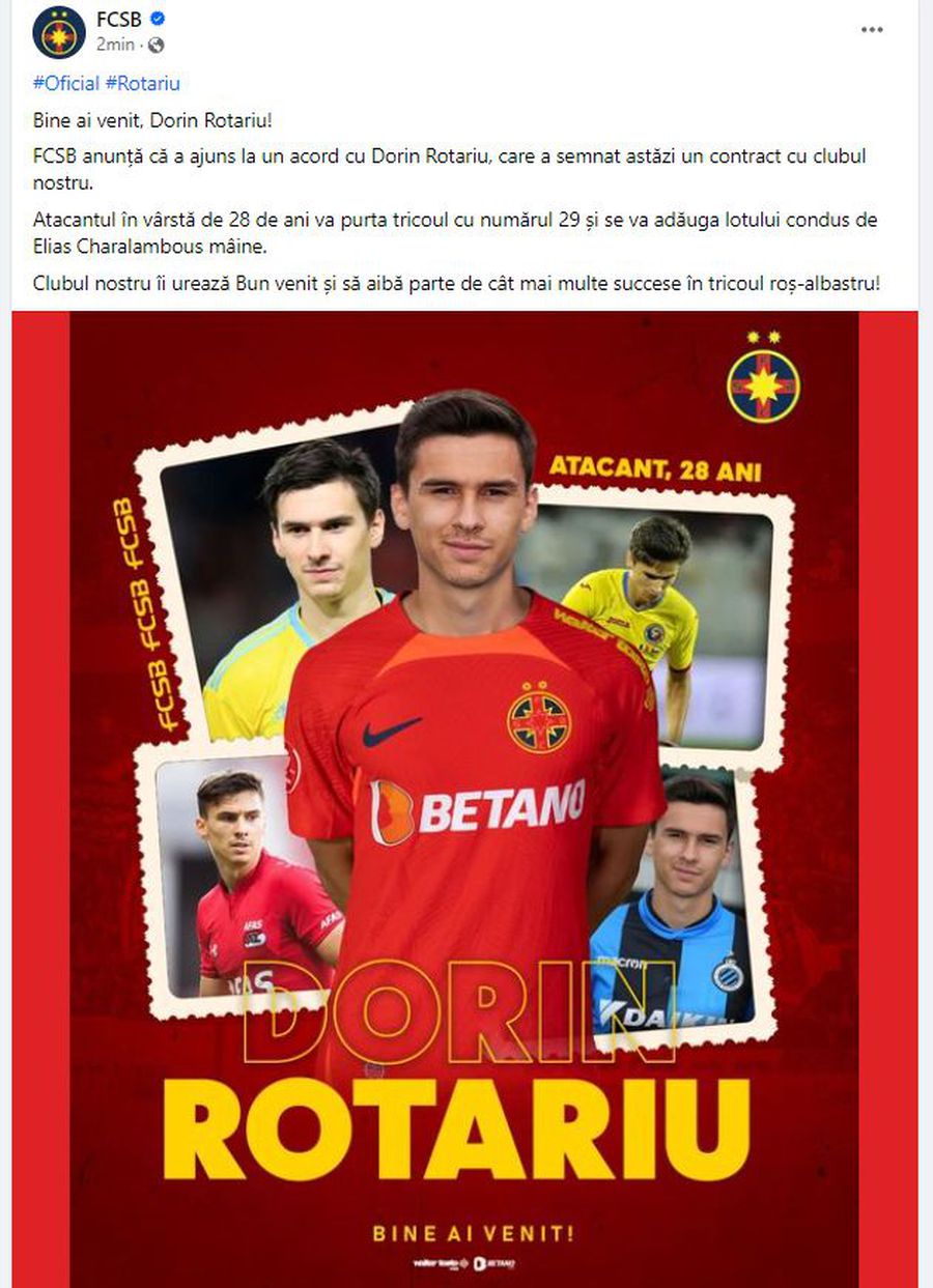 Dorin Rotariu a semnat cu FCSB! A fost prezentat oficial