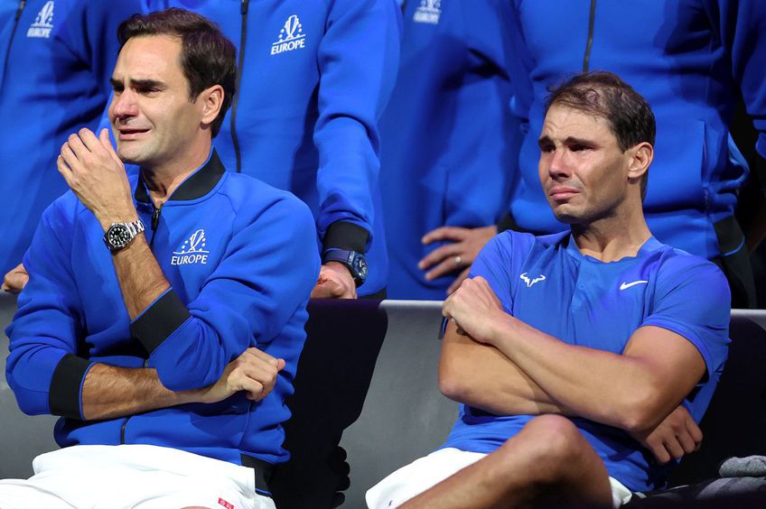 Roger Federer și Rafael Nadal, la Laver Cup 2022, ultimul turneu din cariera elvețianului, foto: Getty Images