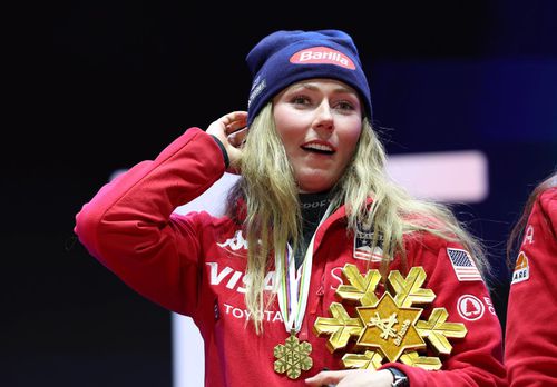 Mikaela Shiffrin (SUA), pe podiumul CM 2025 din Austria  / Foto: Guliver / Getty Images