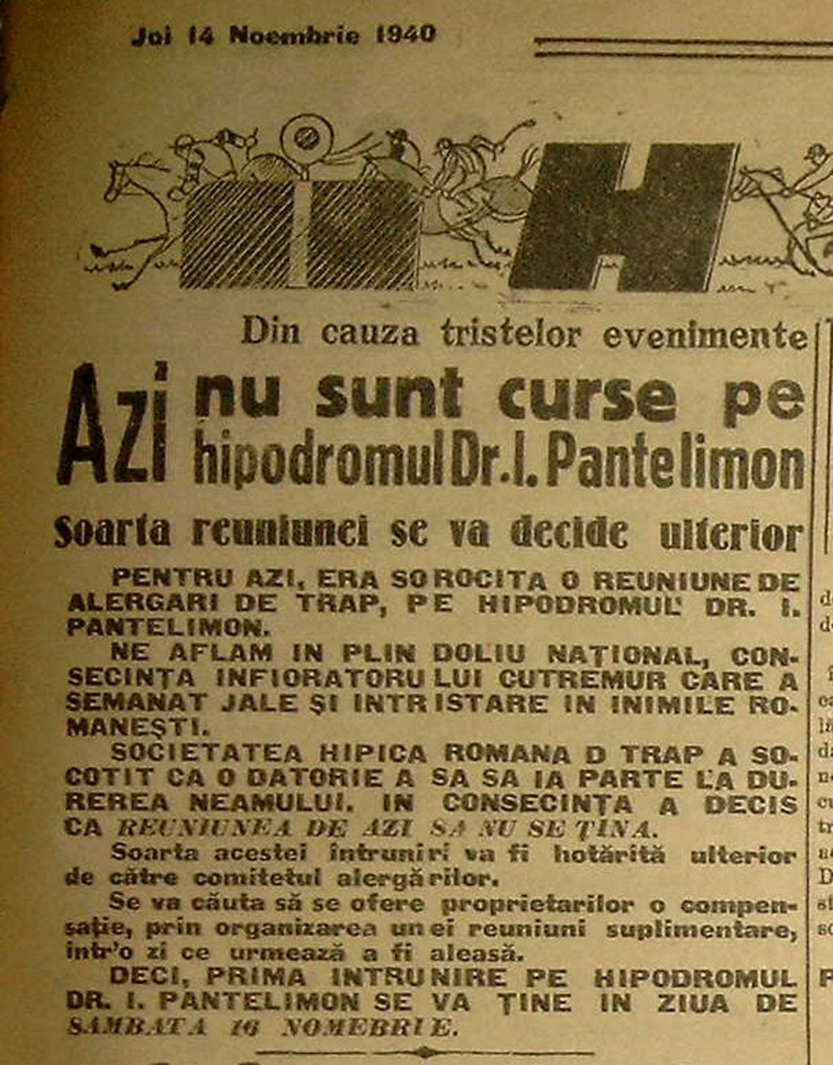 De frică, o vedetă a Diviziei A a vrut să sară pe geam! Tribuna hipodromului Băneasa, distrusă » 85 de ani de la cutremurul de 7,4 din 1940, primul mare seism din România contemporană. Sportul, afectat din plin