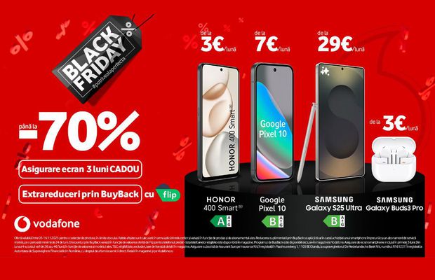 Black Friday de la Vodafone aduce potriveala perfectă cu reduceri de până la 70%