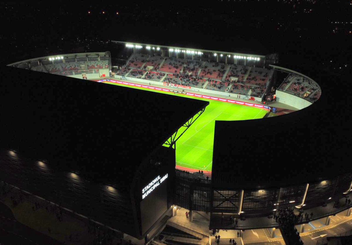 Spectaculos! Imagini din dronă surprinse de GSP cu noua „bijuterie” de la Sibiu: cum arată, în amănunt, noul stadion ultramodern din Superligă