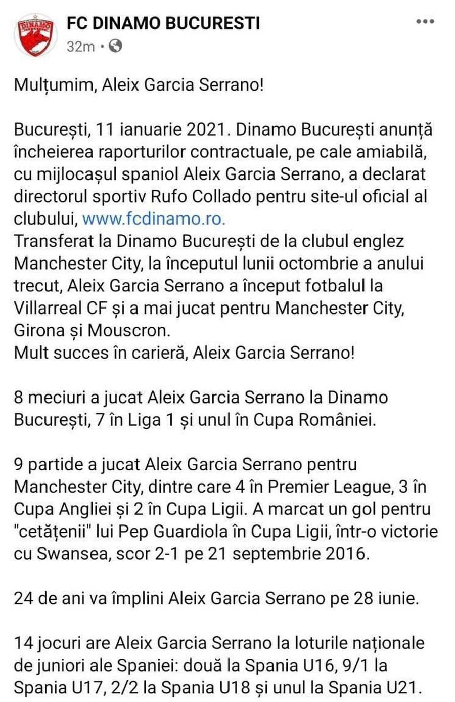 EXCLUSIV Situație penibilă la Dinamo! Pablo Cortacero i-a „țepuit” pe suporterii din DDB în cazul lui Aleix Garcia: „Vrei să îngropi clubul!”