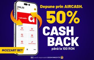 Cu Mozzart Bet ai 50% cashback la prima depunere prin AirCash