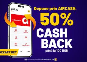 Cu Mozzart Bet ai 50% cashback la prima depunere prin AirCash