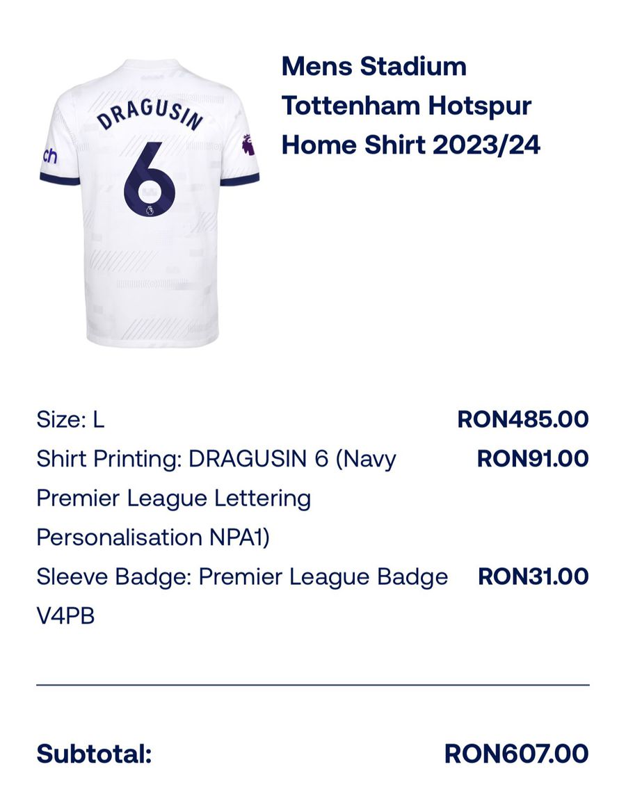 Cât costă tricoul lui Radu Drăgușin pus la vânzare de Tottenham » Comparație cu FCSB, Dinamo și Rapid