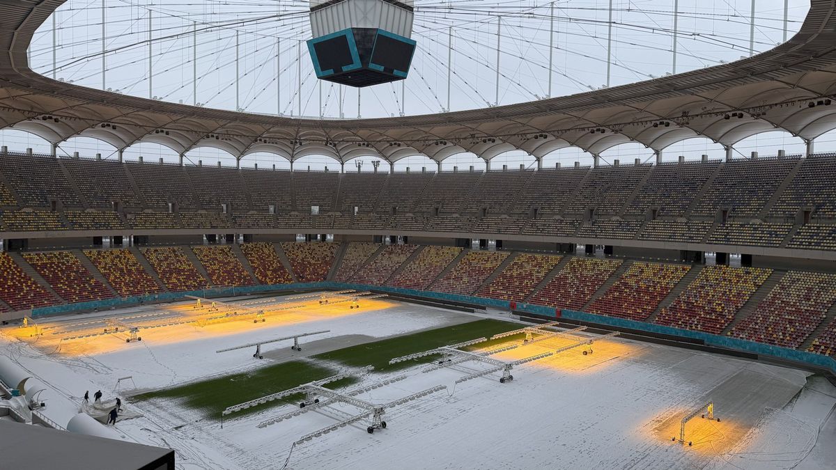 Cum arată Arena Națională după 12 ore de ninsoare! GSP a fost pe cel mai mare stadion al țării cu o săptămână înaintea primului meci oficial din 2026