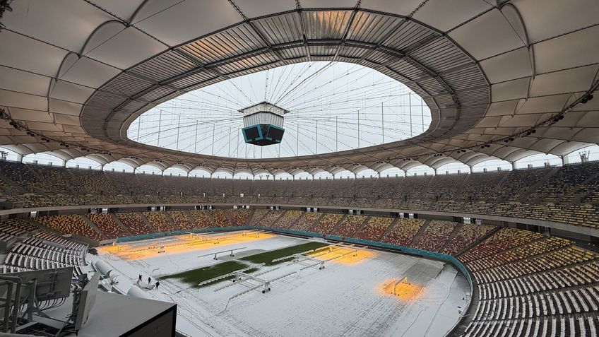 FOTO & VIDEO Cum arată Arena Națională după 12 ore de ninsoare! GSP a fost pe cel mai mare stadion al țării cu o săptămână înaintea primului meci oficial din 2026