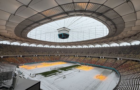 Cum arată Arena Națională după 12 ore de ninsoare! GSP a fost pe cel mai mare stadion al țării cu o săptămână înaintea primului meci oficial din 2026