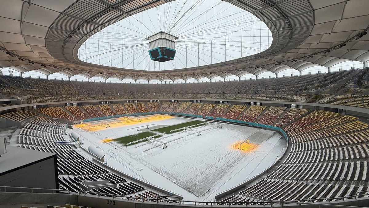 Cum arată Arena Națională după 12 ore de ninsoare! GSP a fost pe cel mai mare stadion al țării cu o săptămână înaintea primului meci oficial din 2026
