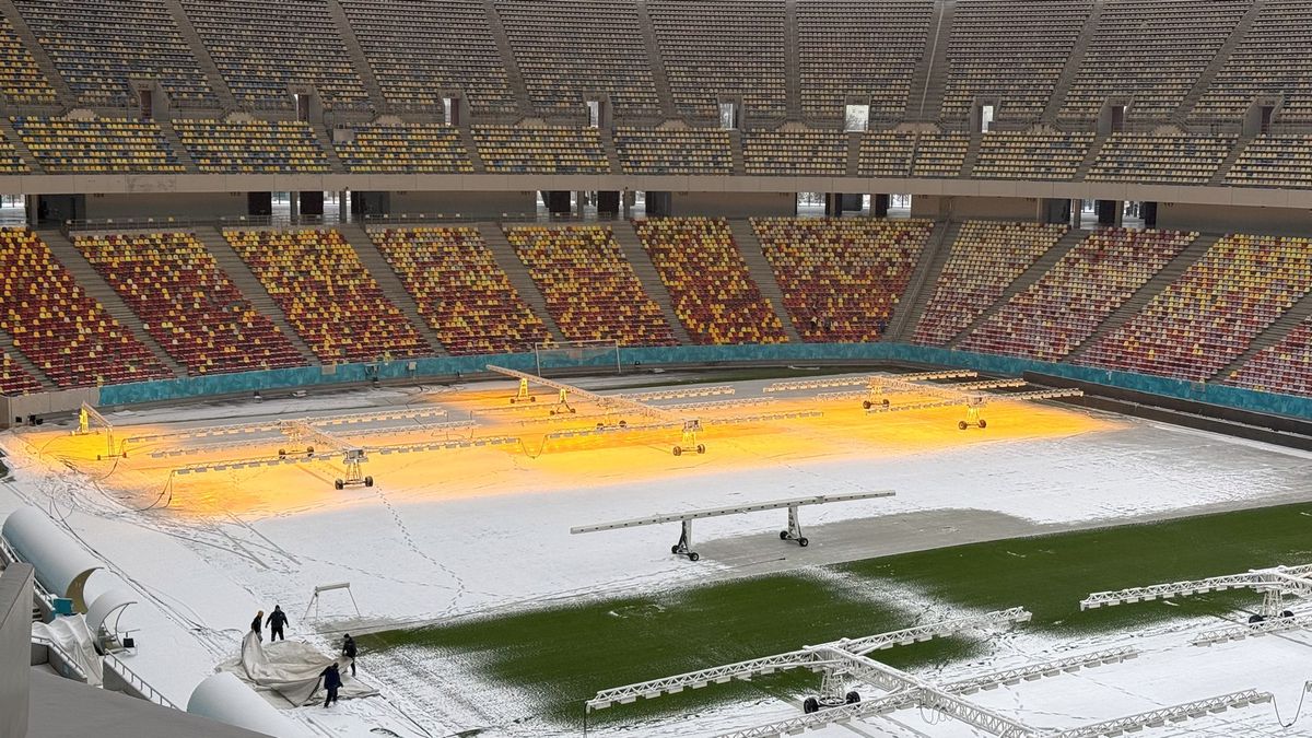 Cum arată Arena Națională după 12 ore de ninsoare! GSP a fost pe cel mai mare stadion al țării cu o săptămână înaintea primului meci oficial din 2026