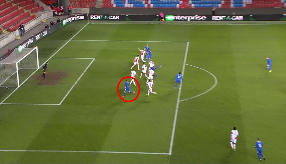 Ianis Hagi, pasă de gol în Rangers - Slavia / FOTO: Captură TV @Telekom Sport