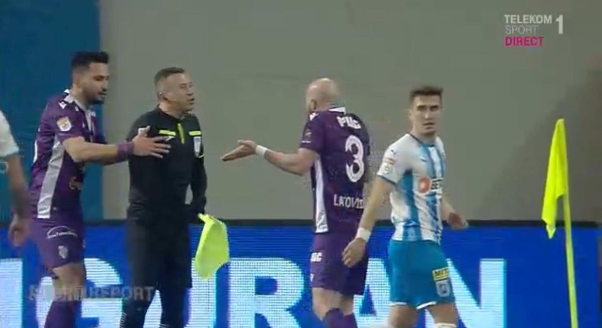 Latovlevici, îmbrânceli pe teren cu asistentul care lucrează la o închisoare. MM a comentat amuzat: „Am văzut perspective, de ce să mint”