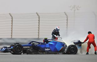 Pompierii au intervenit pe Circuitul de la Sakhir » Monopostul Williams al lui Nicholas Latifi a luat foc și a explodat în timpul sesiunii de teste din Bahrain