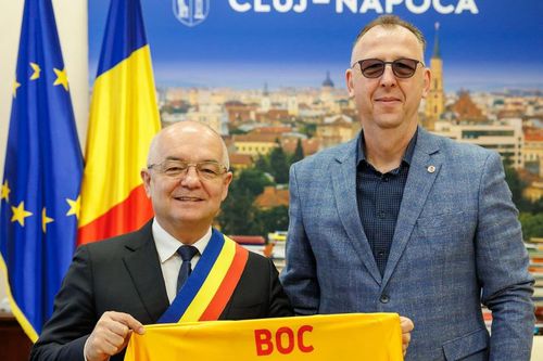 Emil Boc, primarul Clujului, și Adin Cojocaru, președintele FRV/Foto: Facebook (Emil Boc)