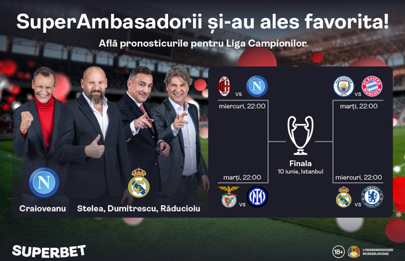 Real Madrid sau Napoli! Predicțiile Ambasadorilor Superbet pentru câștigarea Ligii Campionilor