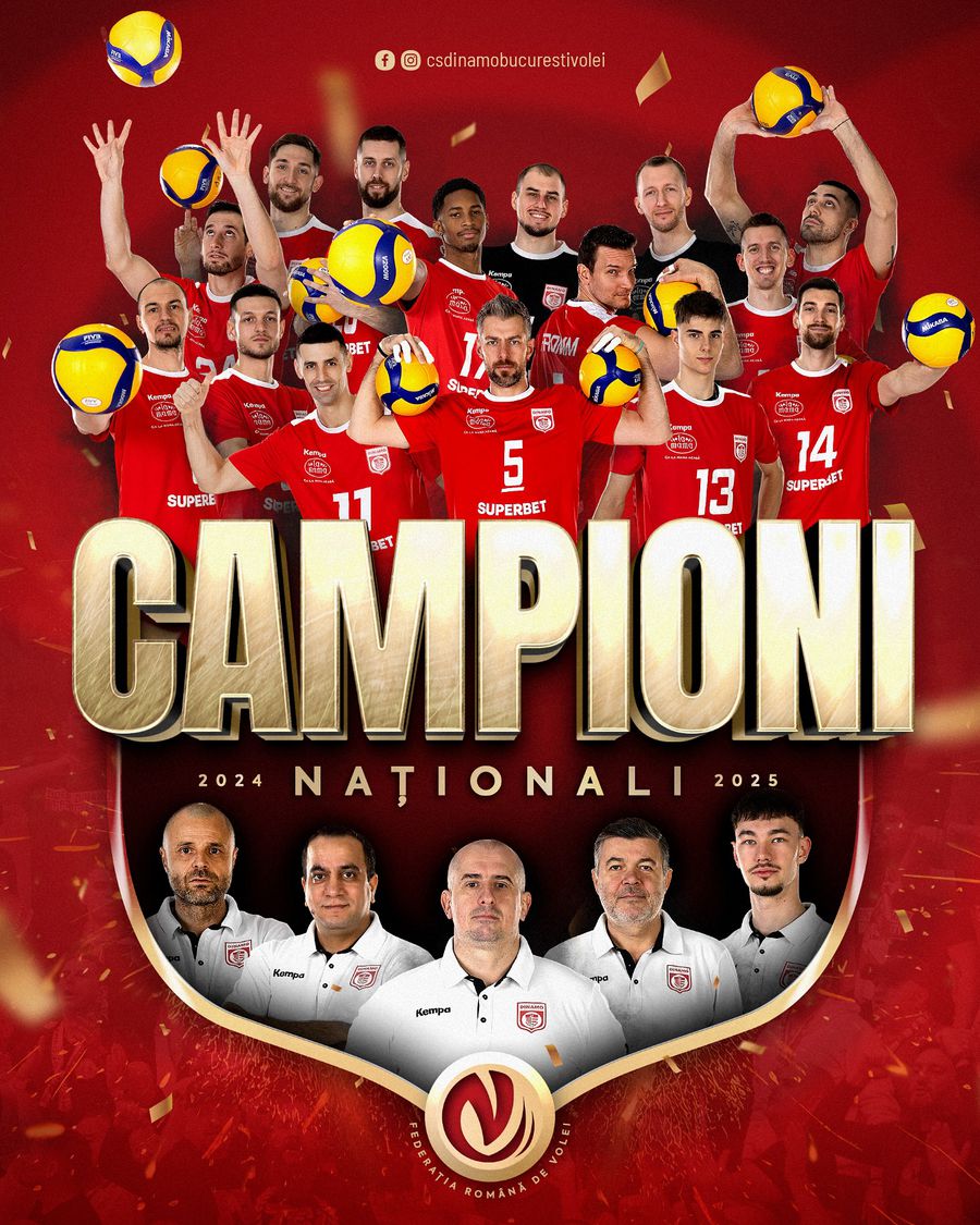 Foto: Facebook Dinamo București, CAMPIOANA României la volei masculin, după trei decenii de la ultimul titlu! Sală plină la Brașov