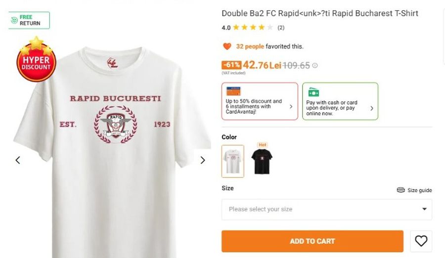 Un tricou cu sigla Rapidului costă sub 45 de lei pe site-ul amintit Rapid a dat în judecată un COLOS evaluat la peste 10 miliarde de euro! Avem toate detaliile procesului + Reacția acestuia