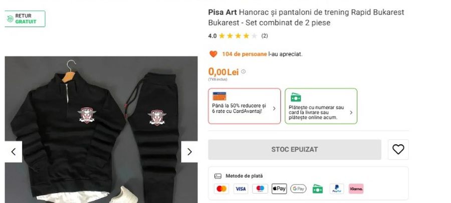 Fanii pot cumpăra hanorac și pantaloni de trening cu sigla clubului din Giulești Rapid a dat în judecată un COLOS evaluat la peste 10 miliarde de euro! Avem toate detaliile procesului + Reacția acestuia