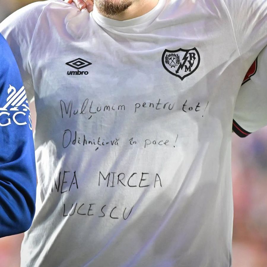 Andrei Rațiu, omagiu în Spania pentru Mircea Lucescu » Mesajul ascuns sub tricou