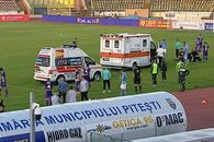 Panică la Pitești » Ambele ambulanțe au intrat pe gazon, după ciocnirea violentă dintre Miguel și Lopes