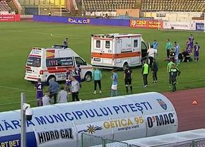 Panică la Pitești » Ambele ambulanțe au intrat pe gazon, după ciocnirea violentă dintre Miguel și Lopes