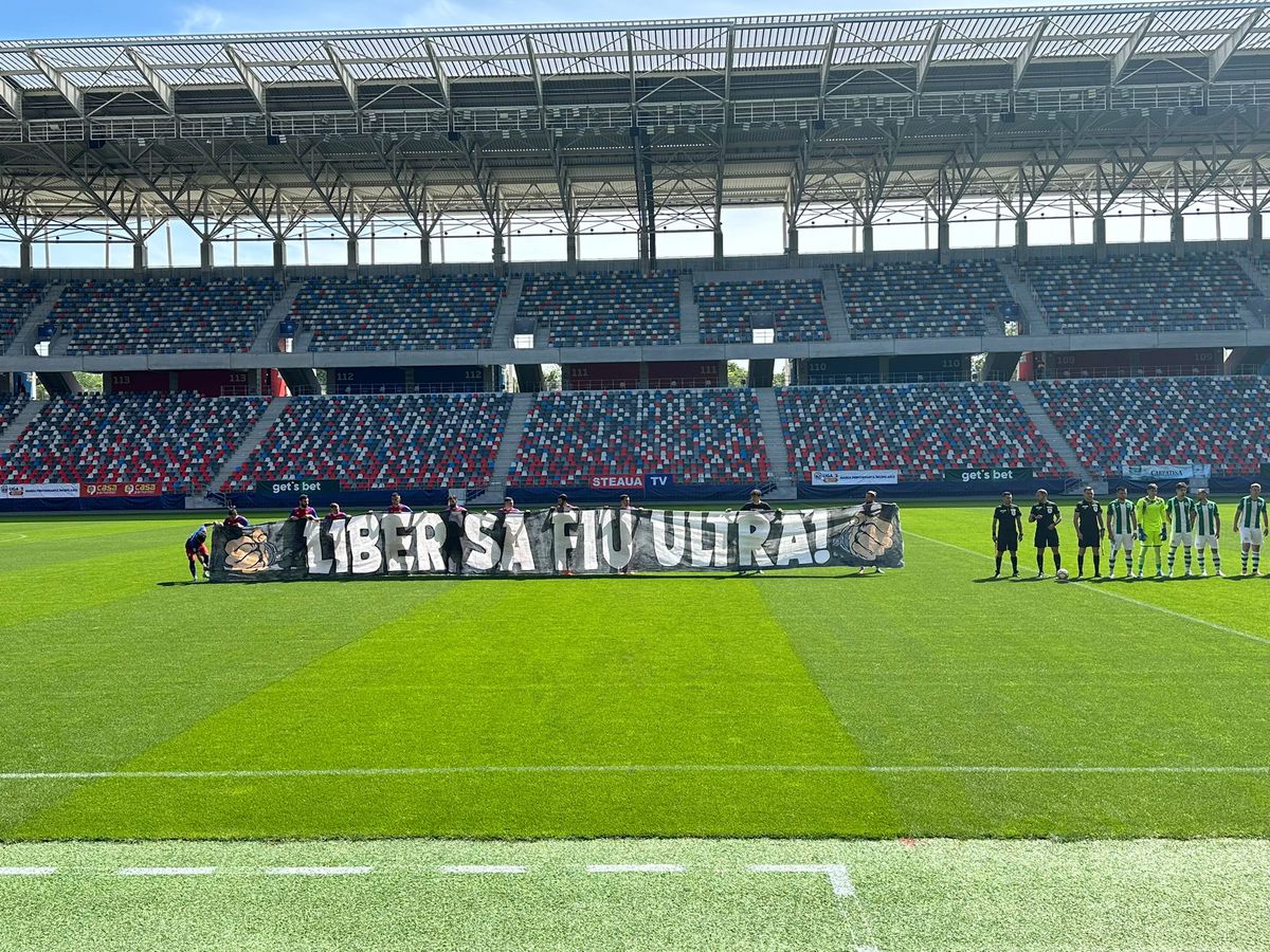 În ziua în care FCSB sărbătorește titlul, ultrașii lui CSA Steaua au protestat: „Vin pe rând să ceară pomană la palat”