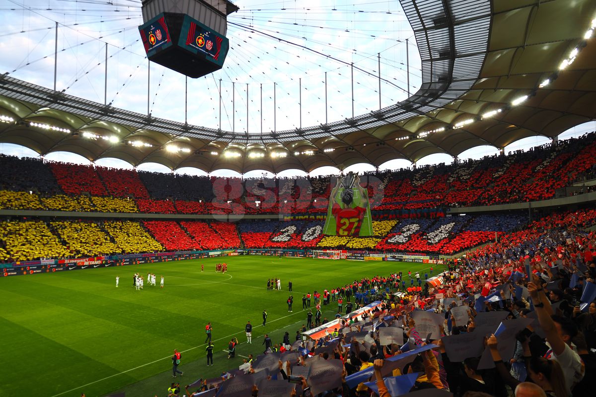Scenografie pe întreg stadionul la FCSB - CFR Cluj! Imagini spectaculoase pe Arena Națională