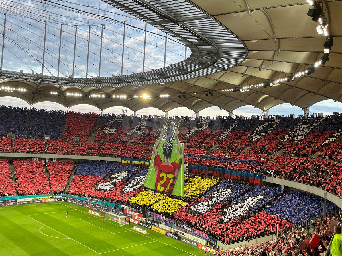 Scenografie pe întreg stadionul la FCSB - CFR Cluj! Imagini spectaculoase pe Arena Națională