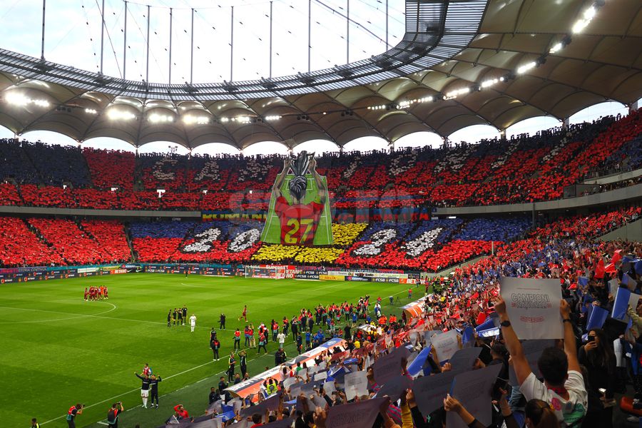 FCSB - Universitatea Craiova, fiesta roș-albastră din stadion până în Piața Constituției: toate detaliile în timp real din ziua în care campioana primește marele trofeu!