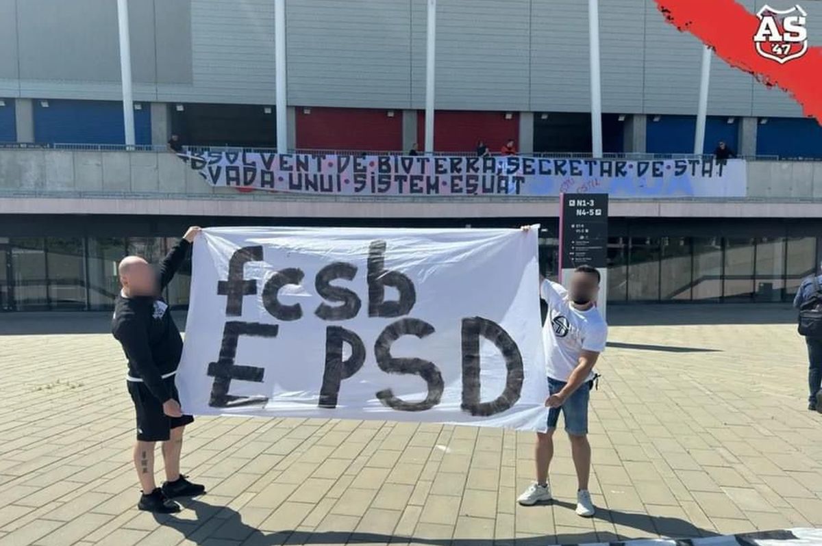 În ziua în care FCSB sărbătorește titlul, ultrașii lui CSA Steaua au protestat: „Vin pe rând să ceară pomană la palat”