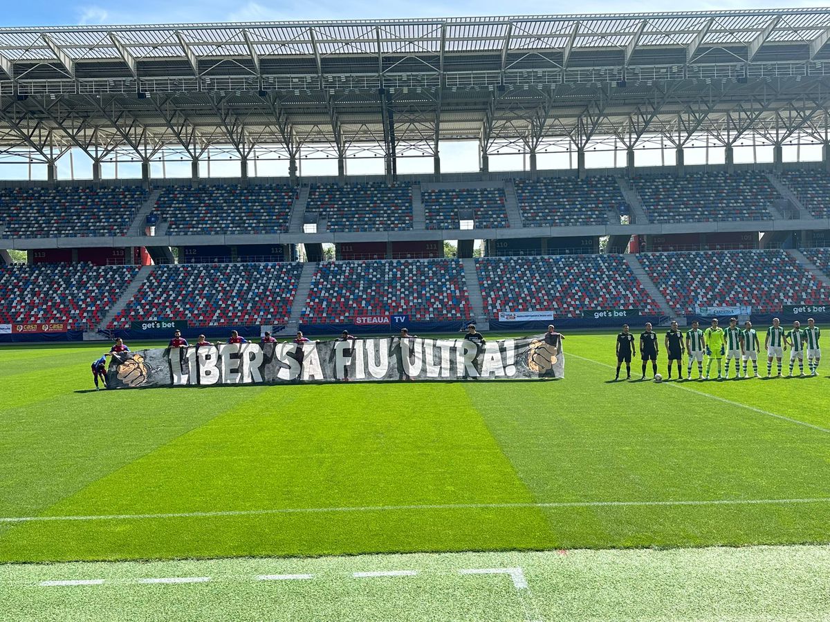 În ziua în care FCSB sărbătorește titlul, ultrașii lui CSA Steaua au protestat: „Vin pe rând să ceară pomană la palat”