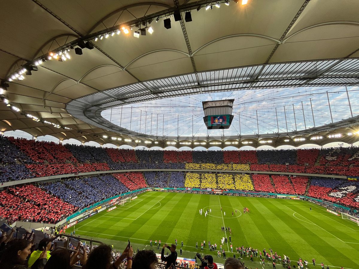 Scenografie pe întreg stadionul la FCSB - CFR Cluj! Imagini spectaculoase pe Arena Națională